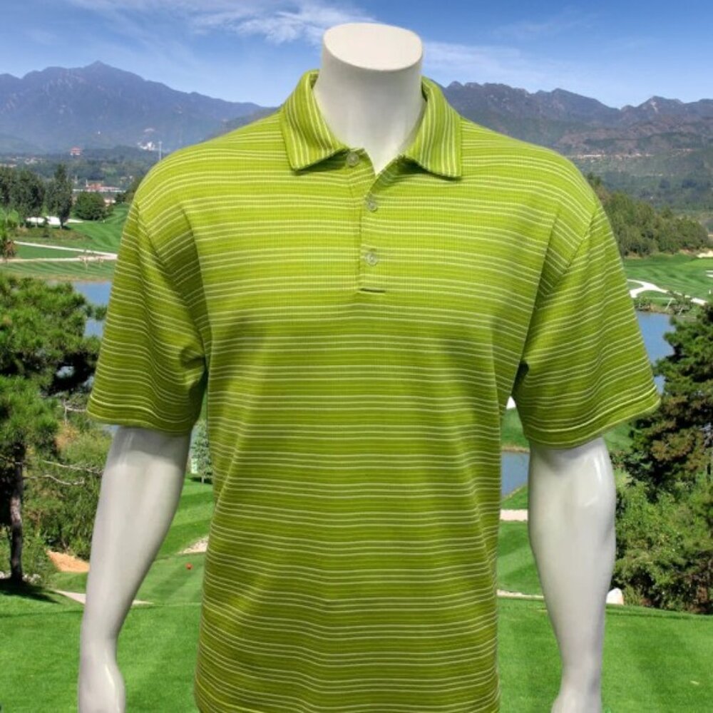 Nike Golf Dri-Fit Green White Knit Logo Short Sleeve Men’s Polo Shirt Large-XL